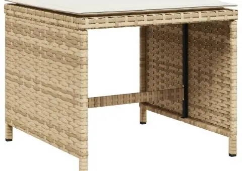 Scaune de grădină cu perne, 4 buc., bej, 40x40x35 cm, poliratan - 3/5