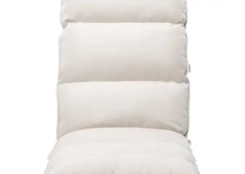 Scaun de podea pliabil, crem, material textil - 2/5