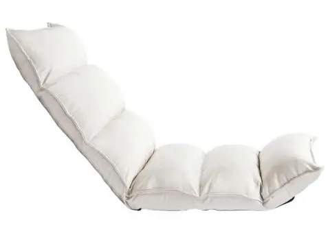 Scaun de podea pliabil, crem, material textil - 3/5