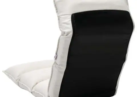 Scaun de podea pliabil, crem, material textil - 4/5