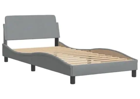 Pat cu saltea, gri deschis, 100x200 cm, textil - 4/5