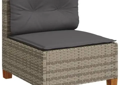 Set canapea de grădină cu perne, 4 piese, gri, poliratan - 4/5