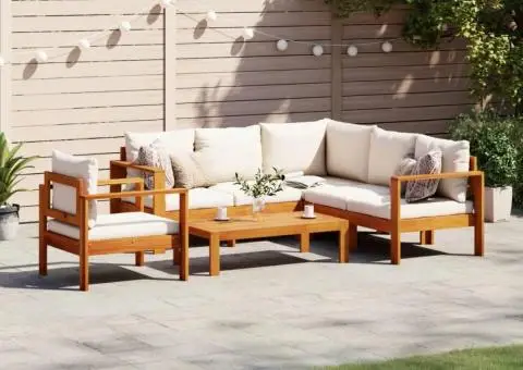 Set de canapele de grădină cu perne, 5 buc., lemn masiv acacia - 1/5