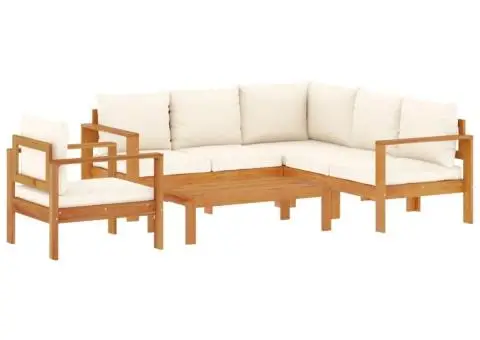 Set de canapele de grădină cu perne, 5 buc., lemn masiv acacia - 2/5