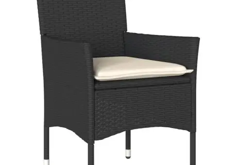 Set mobilier grădină perne 3 piese negru poliratan/lemn acacia - 3/5