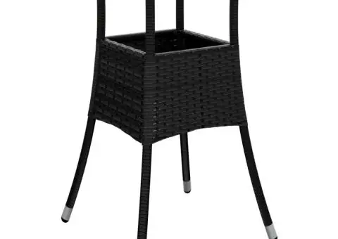 Set mobilier grădină perne 3 piese negru poliratan/lemn acacia - 4/5