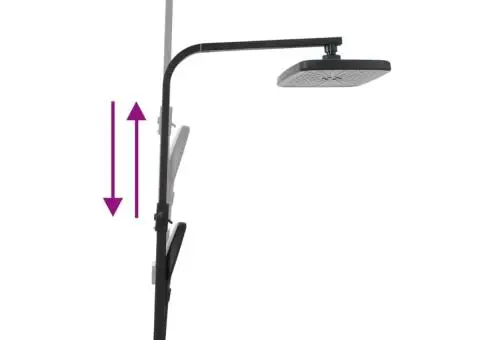 Set de duș cu două capete, mixer și furtun, negru, alamă - 5/5