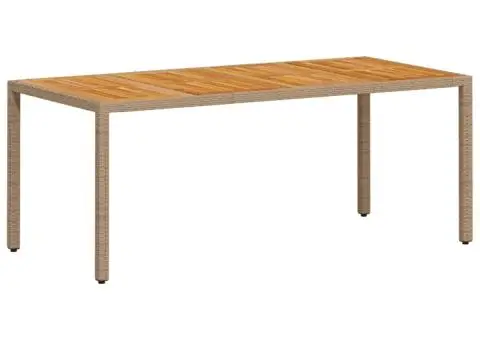 Set mobilier grădină cu perne 7 piese bej poliratan/lemn acacia - 4/5