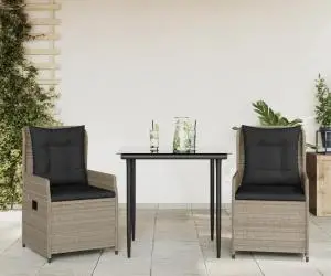 vidaXL Set mobilier de grădină cu perne, 3 piese,gri deschis,poliratan