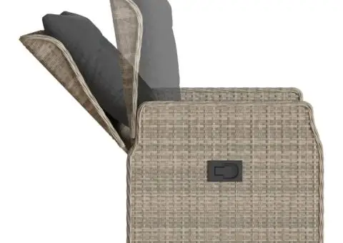 Set mobilier de grădină cu perne, 3 piese,gri deschis,poliratan - 5/5