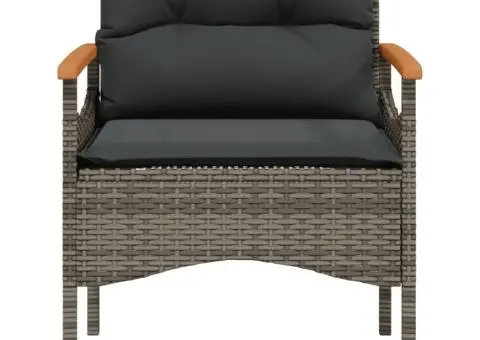 Set canapea de grădină cu perne, 3 piese, gri, poliratan - 5/5