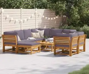 vidaXL Set mobilier grădină cu perne, 10 piese, lemn masiv acacia