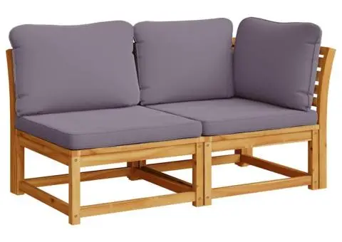 Set mobilier grădină cu perne, 10 piese, lemn masiv acacia - 3/5