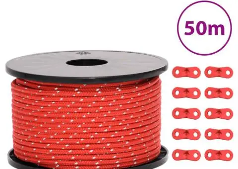 Funie pentru cort cu benzi reflectorizante și chei, 50 m, 5 mm - 1/5
