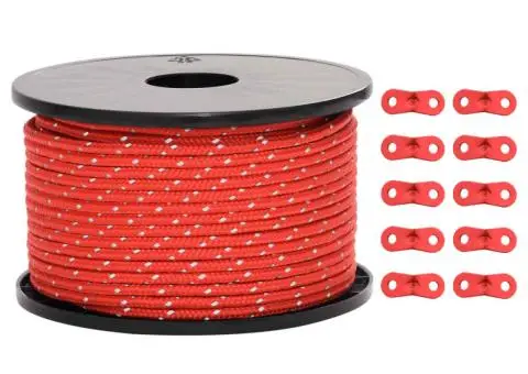 Funie pentru cort cu benzi reflectorizante și chei, 50 m, 5 mm - 2/5