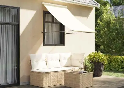 Copertină retractabilă, crem, 100x150 cm, țesătură și oțel - 1/5