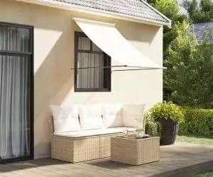 vidaXL Copertină retractabilă, crem, 100x150 cm, țesătură și oțel