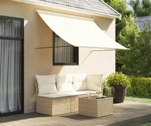 vidaXL Copertină retractabilă, crem, 250x150 cm, țesătură și oțel