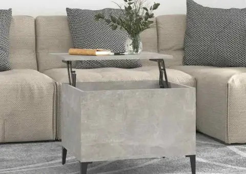 Măsuță de cafea, gri beton, 60x44,5x45 cm, lemn prelucrat - 1/5