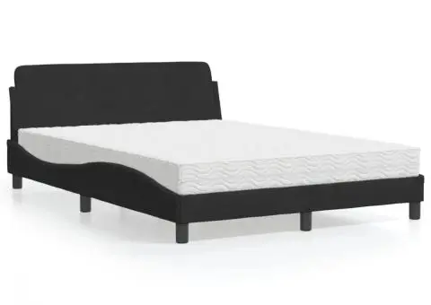 Pat cu saltea, negru, 120x200 cm, catifea - 1/5