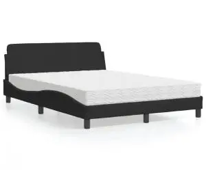 vidaXL Pat cu saltea, negru, 120x200 cm, catifea