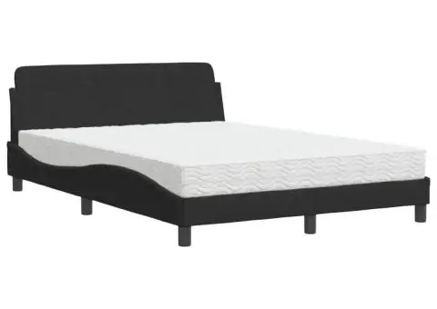 Pat cu saltea, negru, 120x200 cm, catifea - 2/5
