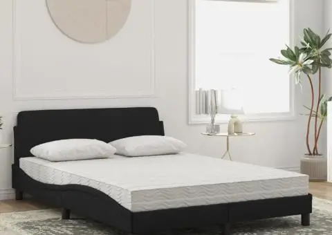 Pat cu saltea, negru, 120x200 cm, catifea - 3/5