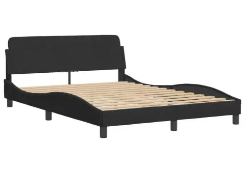 Pat cu saltea, negru, 120x200 cm, catifea - 4/5