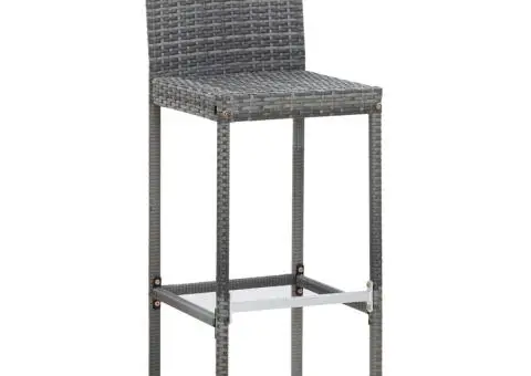 Set mobilier bar de exterior cu perne, 7 piese, gri, poliratan - 3/5