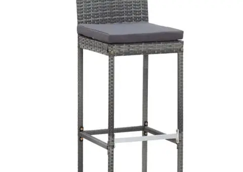 Set mobilier bar de exterior cu perne, 7 piese, gri, poliratan - 4/5