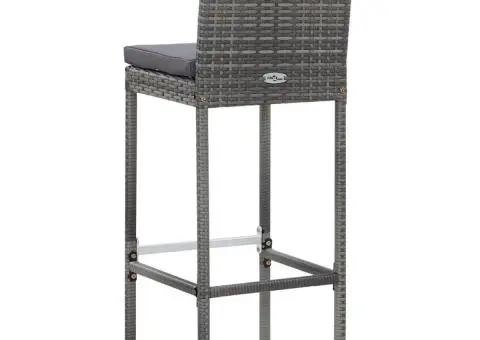 Set mobilier bar de exterior cu perne, 7 piese, gri, poliratan - 5/5