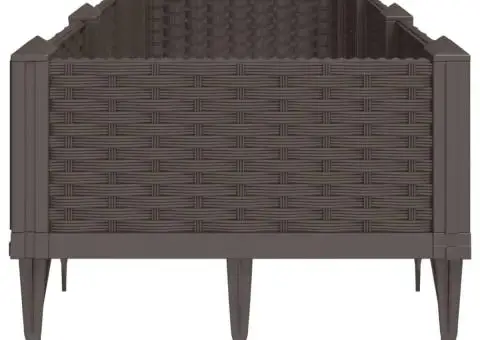 Jardinieră de grădină cu țăruși, maro, 125x40x28,5 cm, PP - 4/5