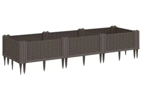 Jardinieră de grădină cu țăruși, maro, 125x40x28,5 cm, PP - 5/5
