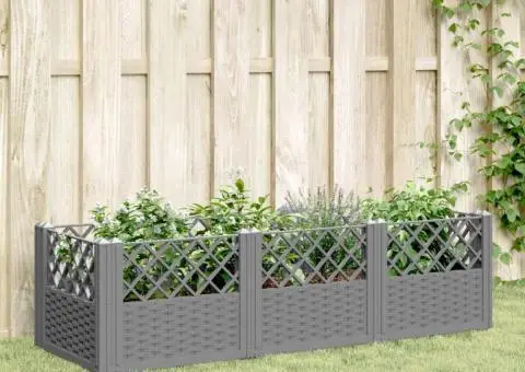 Jardinieră grădină cu țăruși gri deschis 123,5x43,5x43,5 cm PP - 1/5