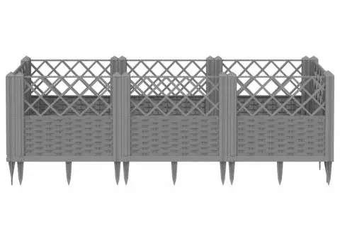 Jardinieră grădină cu țăruși gri deschis 123,5x43,5x43,5 cm PP - 3/5