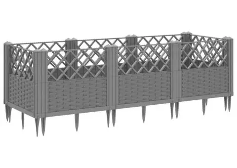 Jardinieră grădină cu țăruși gri deschis 123,5x43,5x43,5 cm PP - 5/5