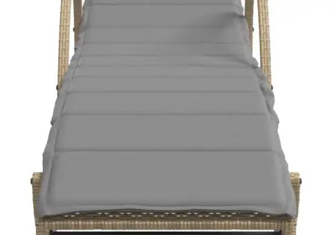 Șezlonguri de plajă cu masă, 2 buc., bej, poliratan - 5/5