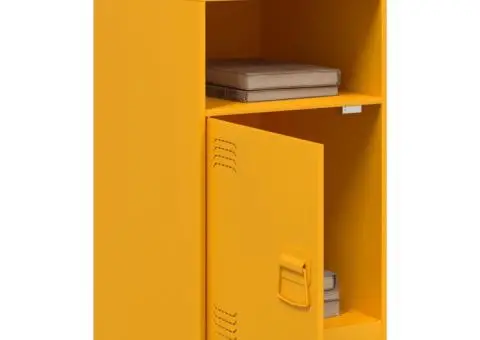 Noptiere, 2 buc., galben muștar, 34,5x39x62 cm, oțel - 4/5