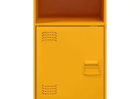 Noptiere, 2 buc., galben muștar, 34,5x39x62 cm, oțel - 5/5