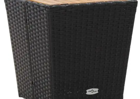 Masă de ceai negru 41,5x41,5x43 cm poliratan lemn masiv acacia - 1/5