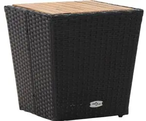 vidaXL Masă de ceai negru 41,5x41,5x43 cm poliratan lemn masiv acacia