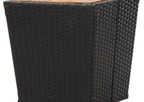 Masă de ceai negru 41,5x41,5x43 cm poliratan lemn masiv acacia - 3/5
