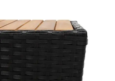 Masă de ceai negru 41,5x41,5x43 cm poliratan lemn masiv acacia - 5/5