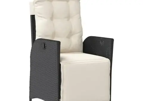 Set mobilier de grădină cu perne, 4 piese, negru, poliratan - 5/5