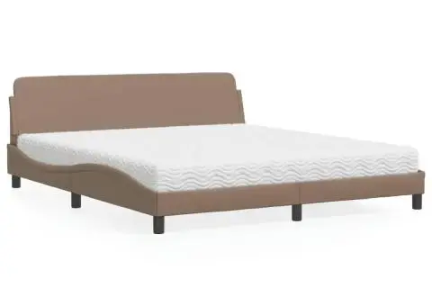 Pat cu saltea, cappuccino, 180x200cm piele ecologică - 1/5