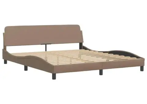 Pat cu saltea, cappuccino, 180x200cm piele ecologică - 4/5