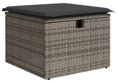 Set canapele de grădină, 7 piese, cu perne, gri, poliratan - 3/5