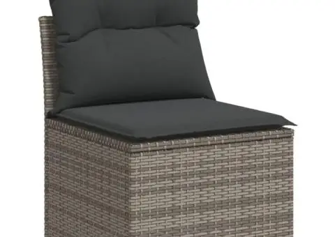 Set mobilier grădină cu perne, 6 piese, gri, poliratan - 4/5