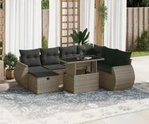 vidaXL Set canapele de grădină cu perne, 8 piese, gri, poliratan