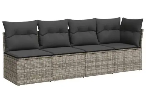 Set canapele de grădină cu perne, 8 piese, gri, poliratan - 4/5